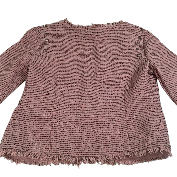 American Rag Cie Sz M Distressed Tweed Studded Crop Jacket Boho Rocker Chic - Picture 3 of 12